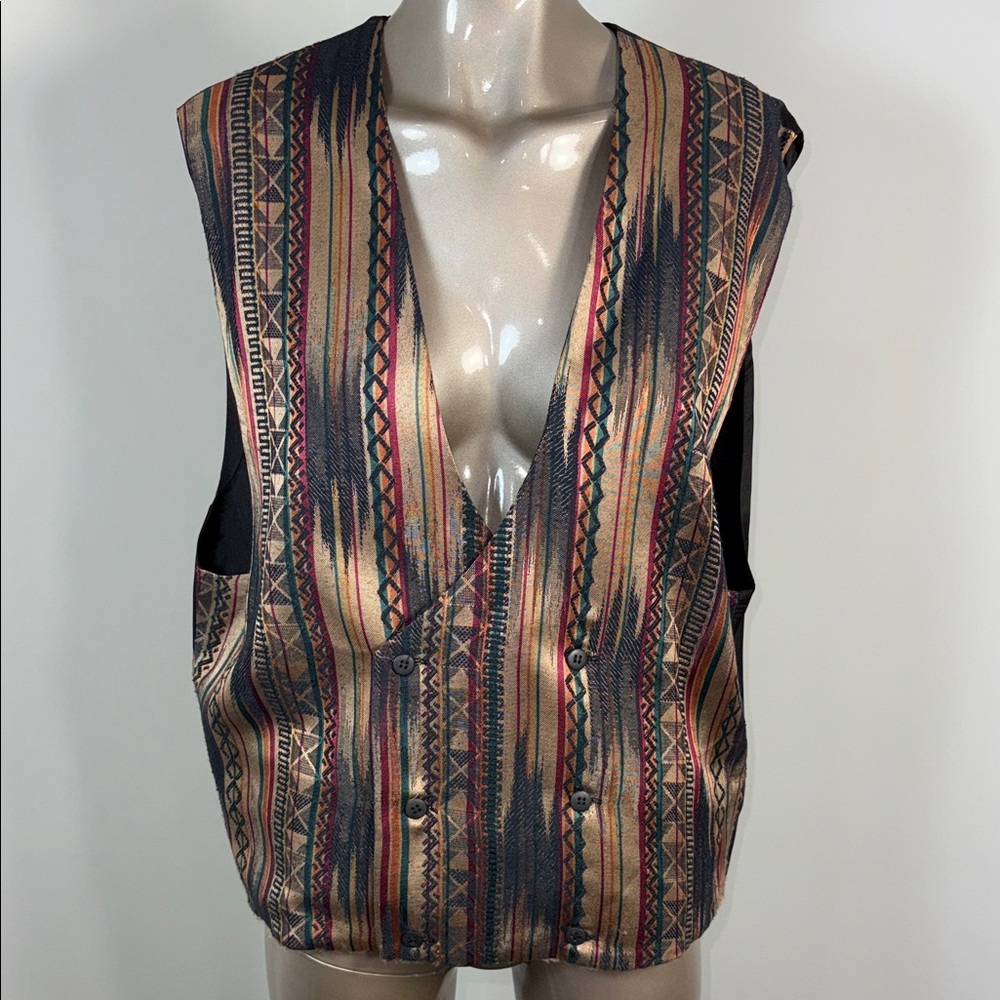 Vintage Cheyenne Outfitters Made In USA Multicolor Patterned Western Vest